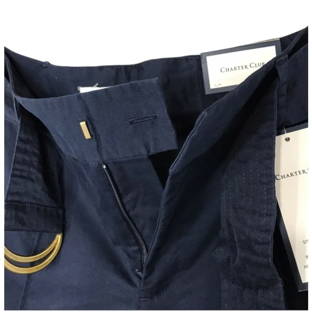 Charter Club SZ 10 Crop Pants Wide Leg Hi-Rise Belted Pockets Stretch Zip-Fly - Image 3