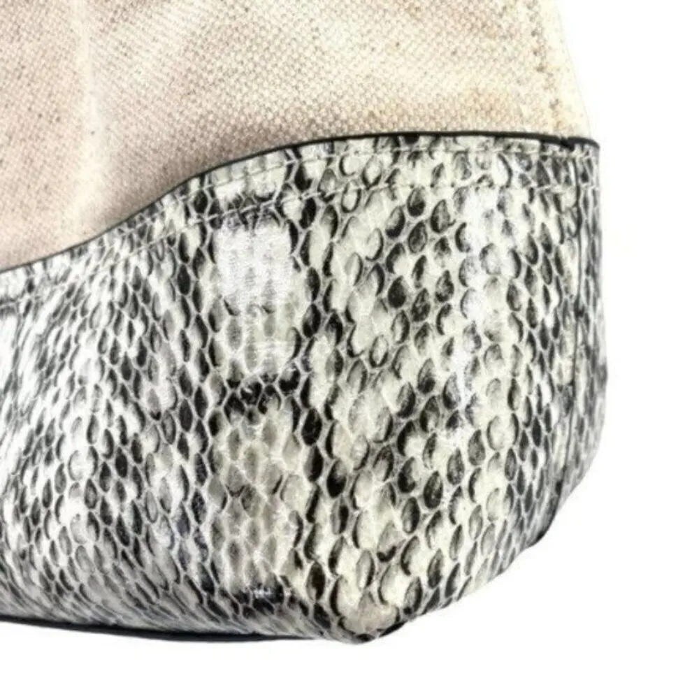 Alfani Hillary Canvas Hobo Shoulder Bag in Linen Snakeskin New - Image 2