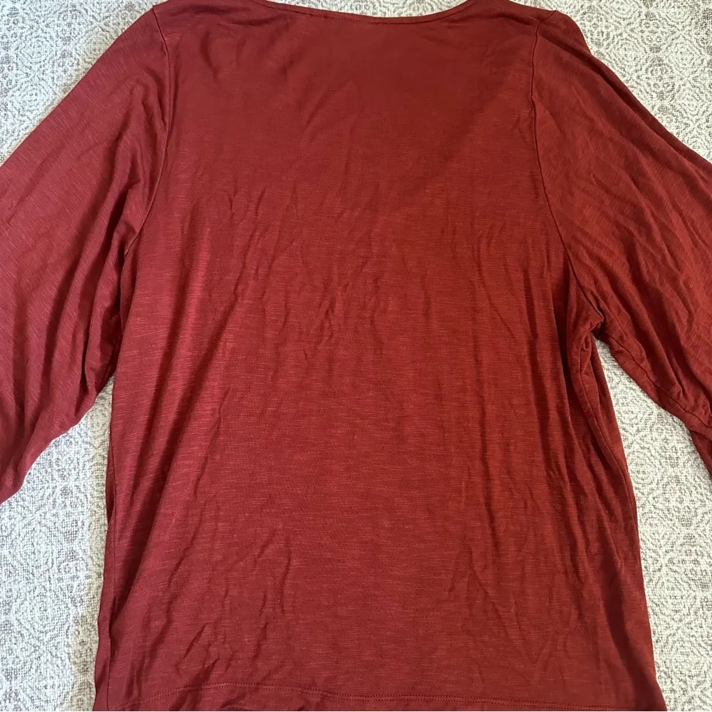 Deletta Anthropologie Rust V-Neck Top - Image 5