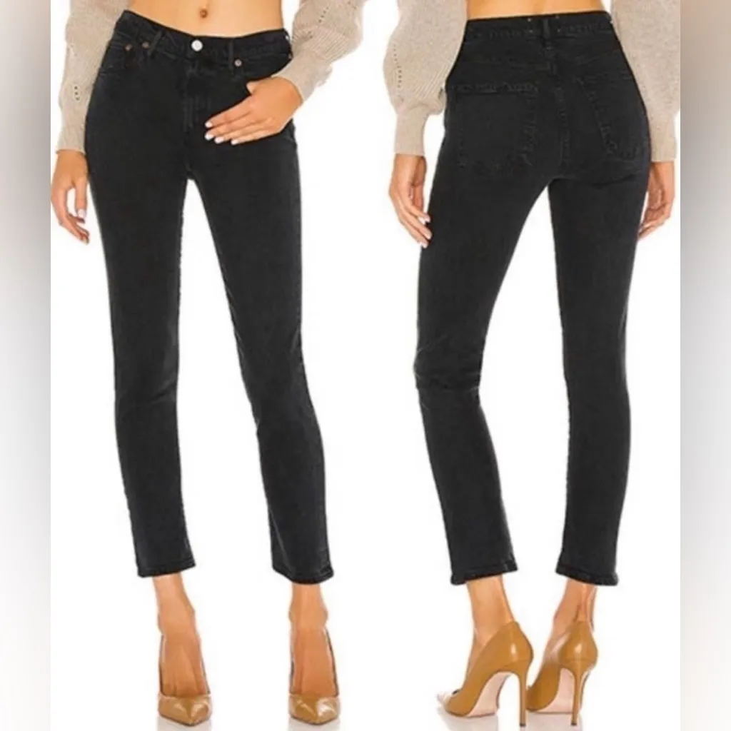 AGOLDE Jeans Black Toni Straight Leg Mid Rise Denim Organic Sz 30 - Image 2