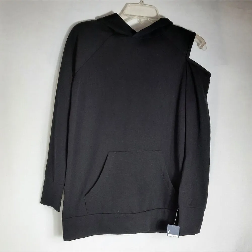 Rachel Rachel Roy Cold Shoulder Hoodie Sweatshirt Sweater Women's Size XS Black - Image 3