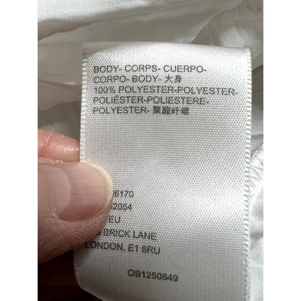 Urban Outfitters womens size M top white crinkle material crop cap sleeveWN - Image 7