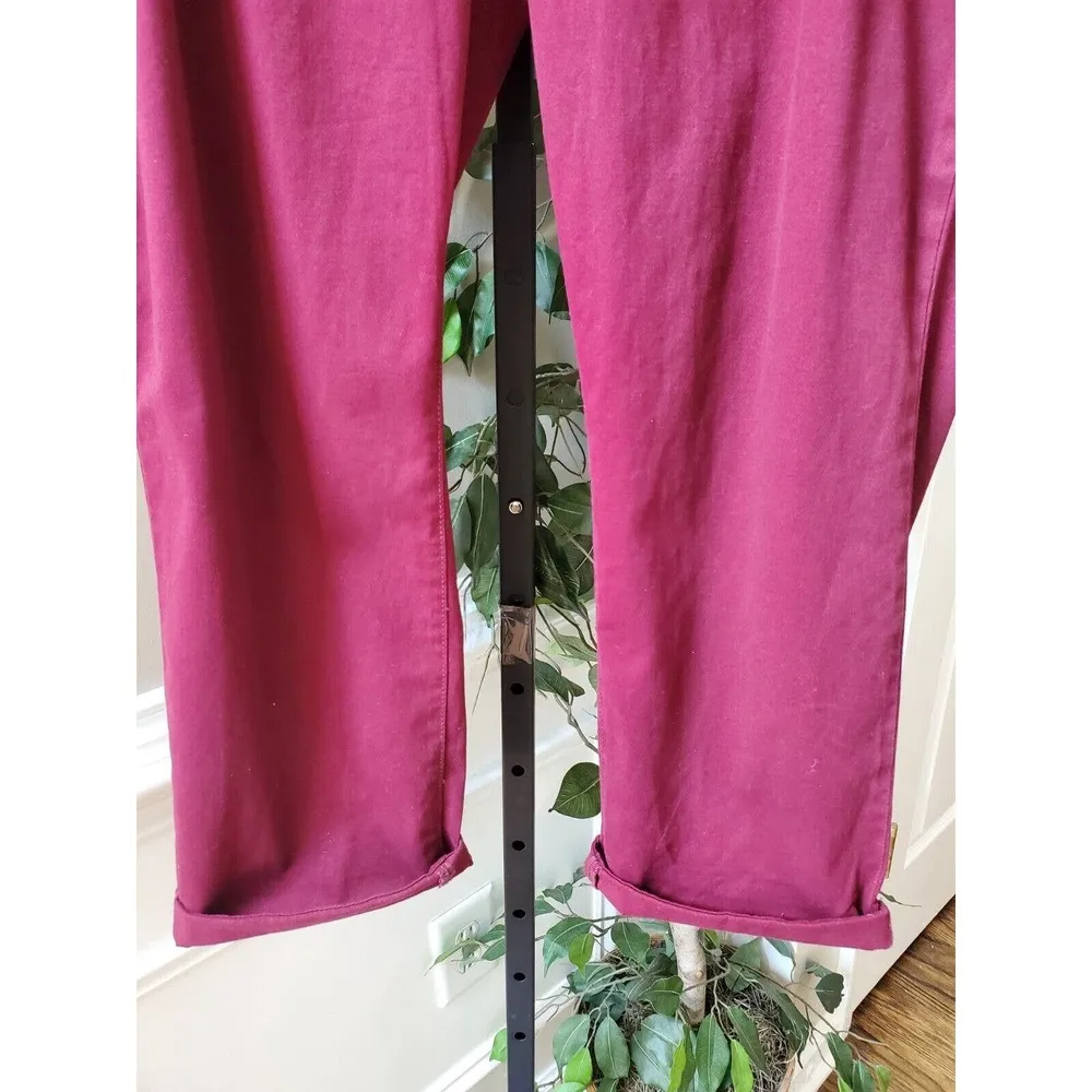 St Johns Bay Womens Red Slash Mid Rise Flat Front Girlfriend Chino Pants Size 18 - Image 5