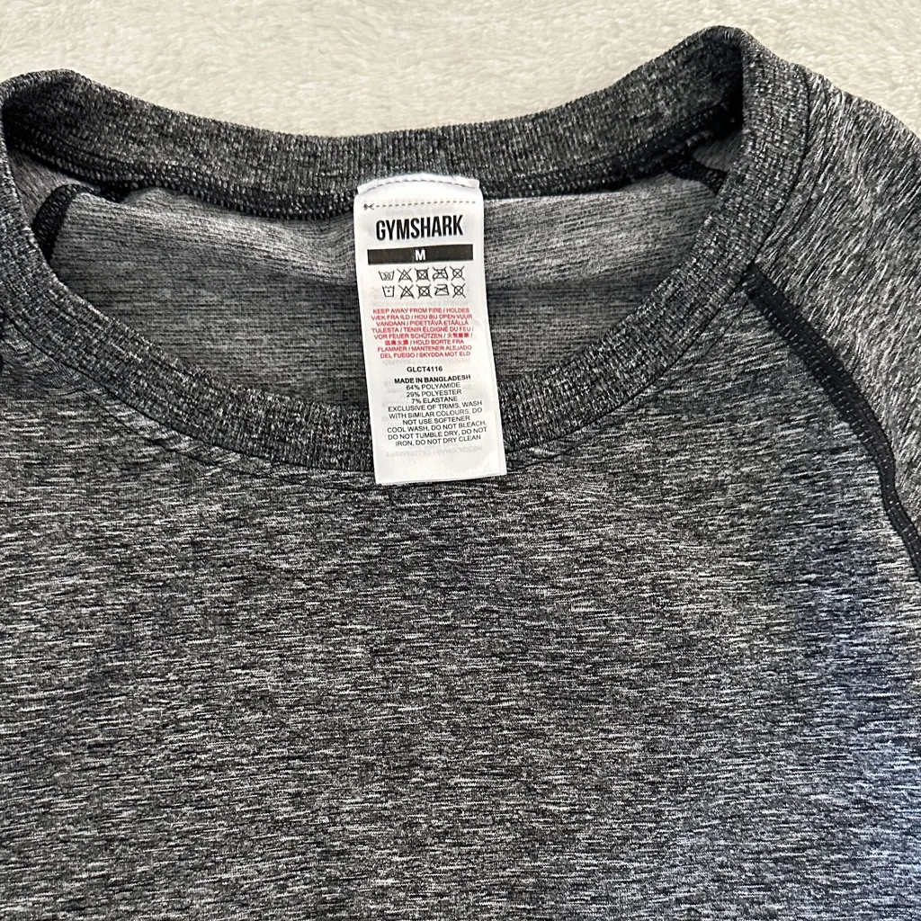 Gymshark Compression Charcoal Long Sleeve Crop Top - Image 2