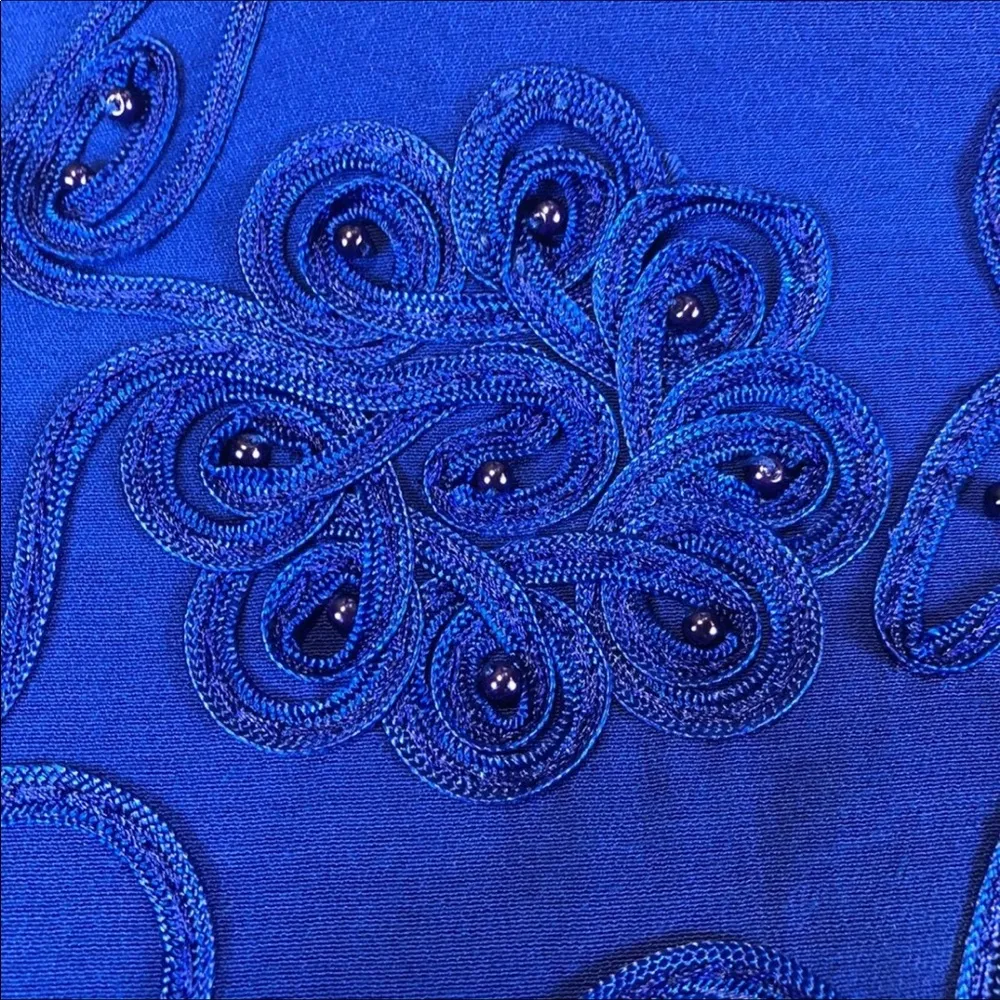 Karin Stevens VINTAGE 90's Blue Embroidered  Dress - Image 5