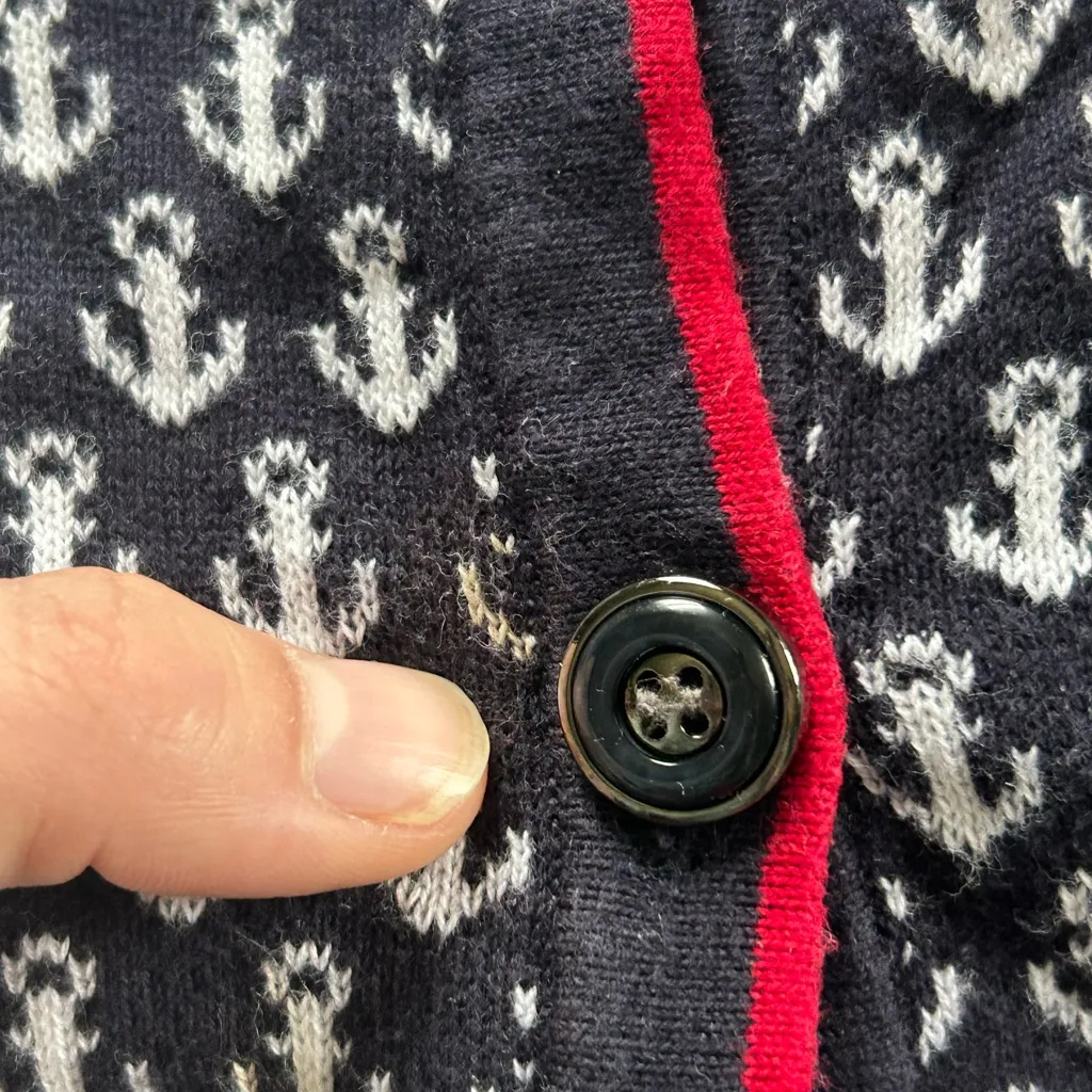 CJ Banks Anchor Navy Cardigan with White and Red Trim Nautical Coastal Size 1X Blue - Image 11