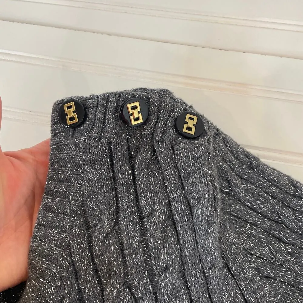 Charters Club Women’s Metallic Dark Grey Crew Neck Button Sweater Size XL - Image 3