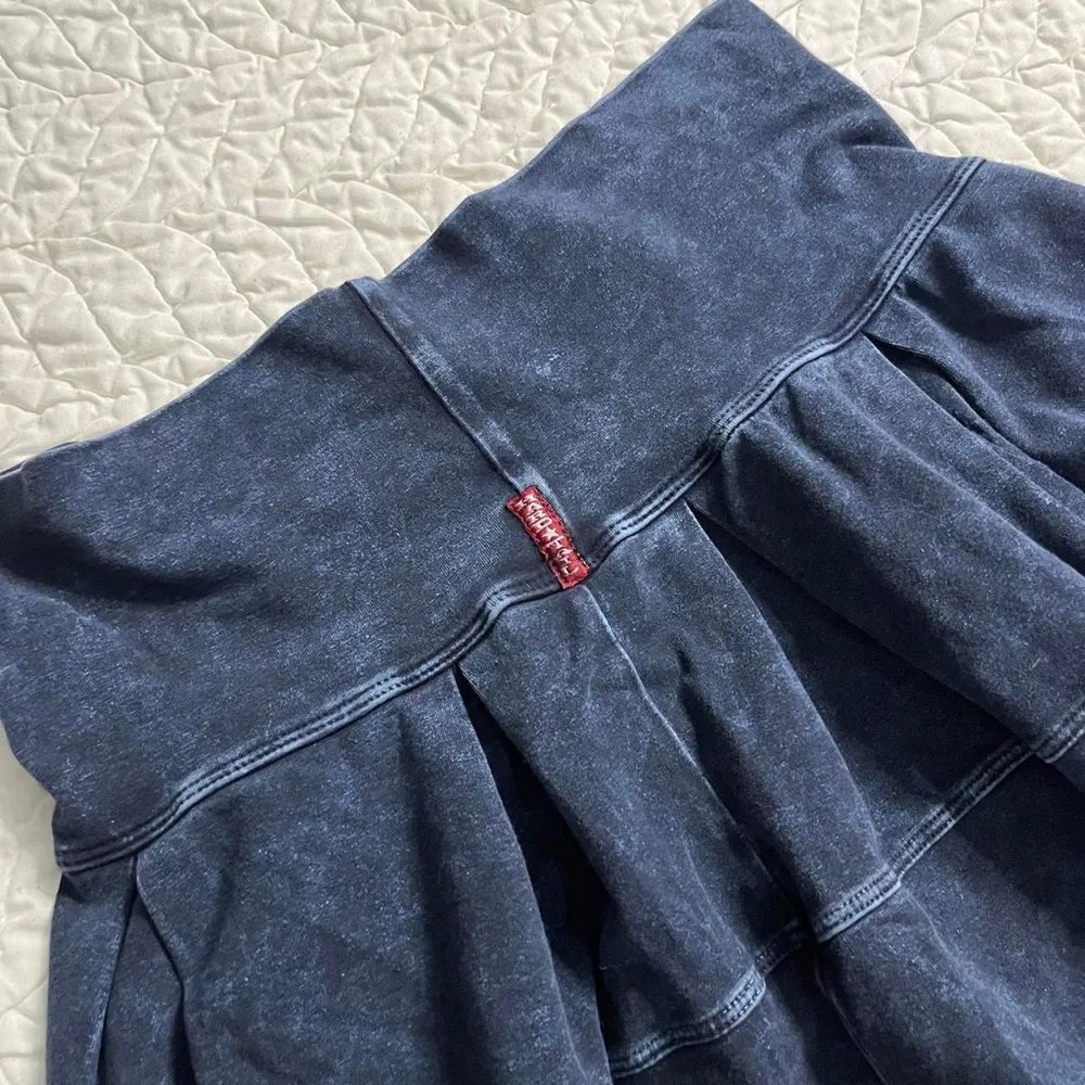 Hard Tail forever Knee Length navy blue Mineral wash ruffle Skirt stretchy - Image 2