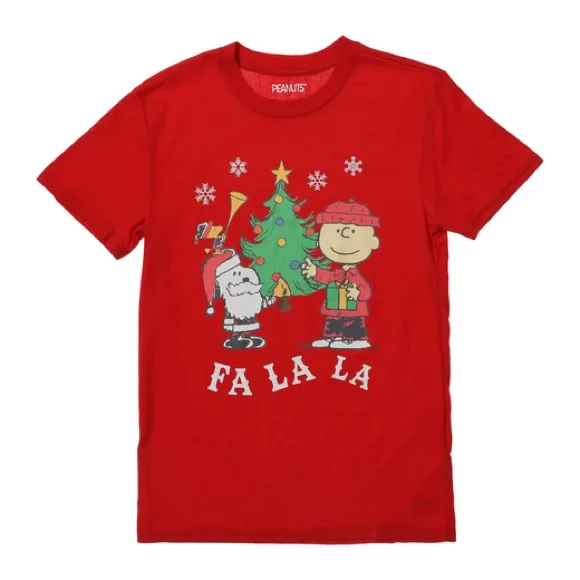 Peanuts Christmas ‘Fa La La’ Unisex Graphic Tee Red Size M - Image 2
