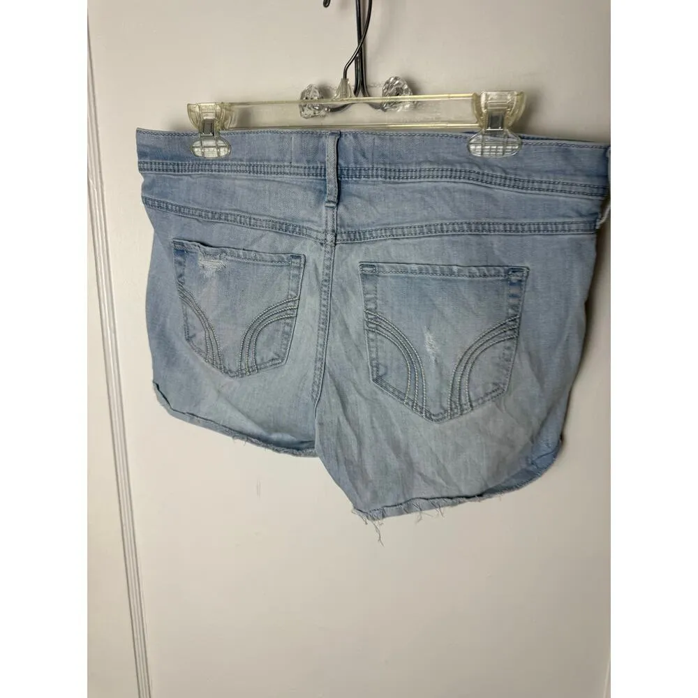 Hollister Y2K Denim Shorts Size 13 / 31 Distressed Mid-rise Light Wash Denim - Image 6