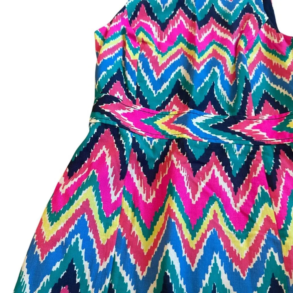 Lilly Pulitzer Sherlyn Chevron Print Dress Sleeveless Open Back Size 4 Women's - Image 6