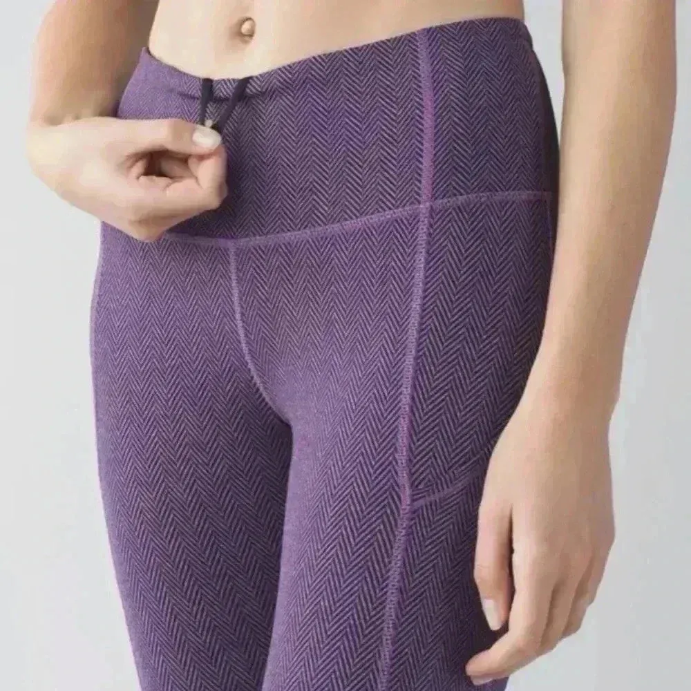 Lululemon Rebel Runner Crop Herringbone Purple 4 - Image 5