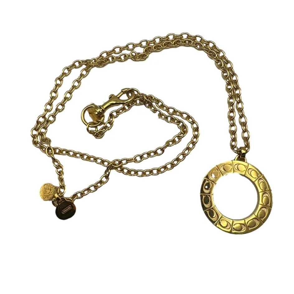 COACH LARGE SIGNATURE 2014 MEDALLION NECKLACE f96095 - Image 6