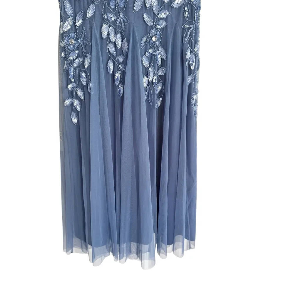 NWT Adrianna Papell Embellished Sequin Tiered Formal Dress French Blue Size 4 - Image 7