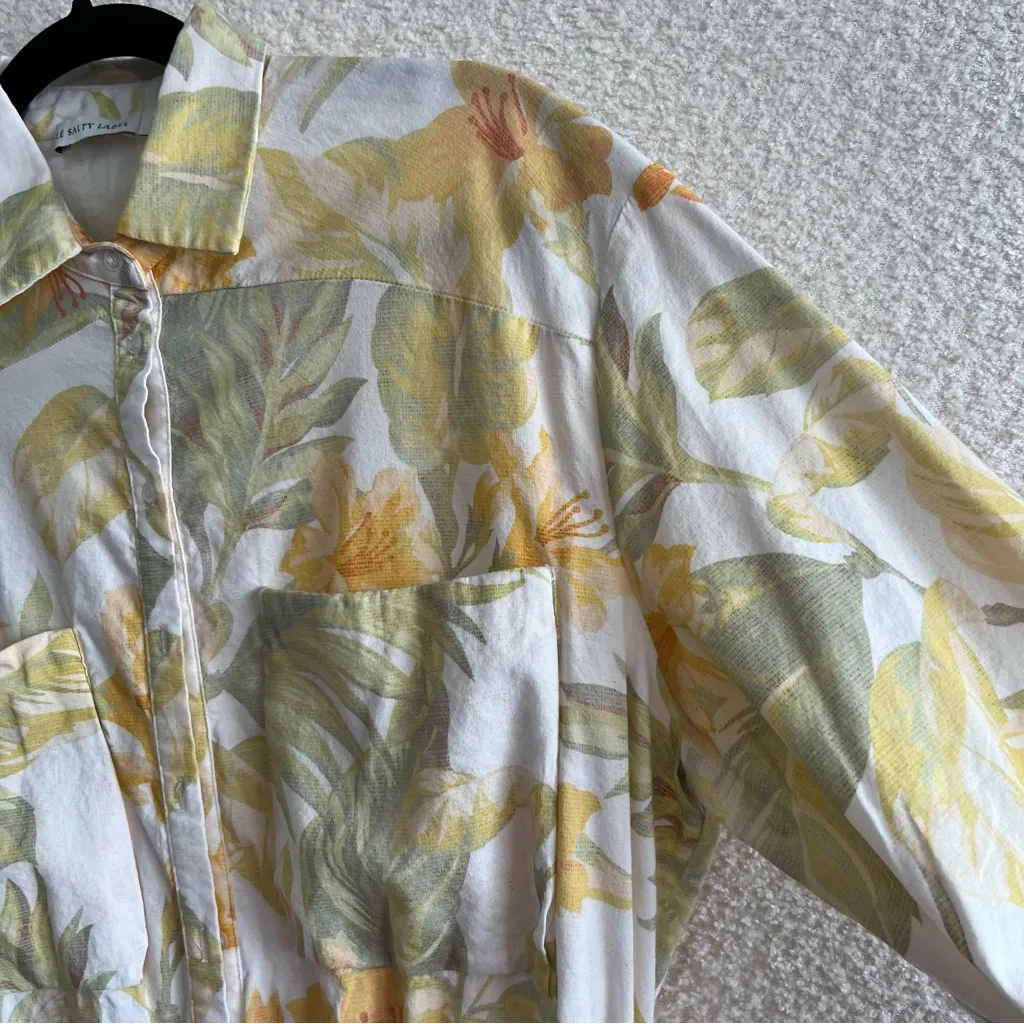 Le Salty Label NWOT Women’s Jerry White‎ Citrus Floral Romper Size Small White - Image 4