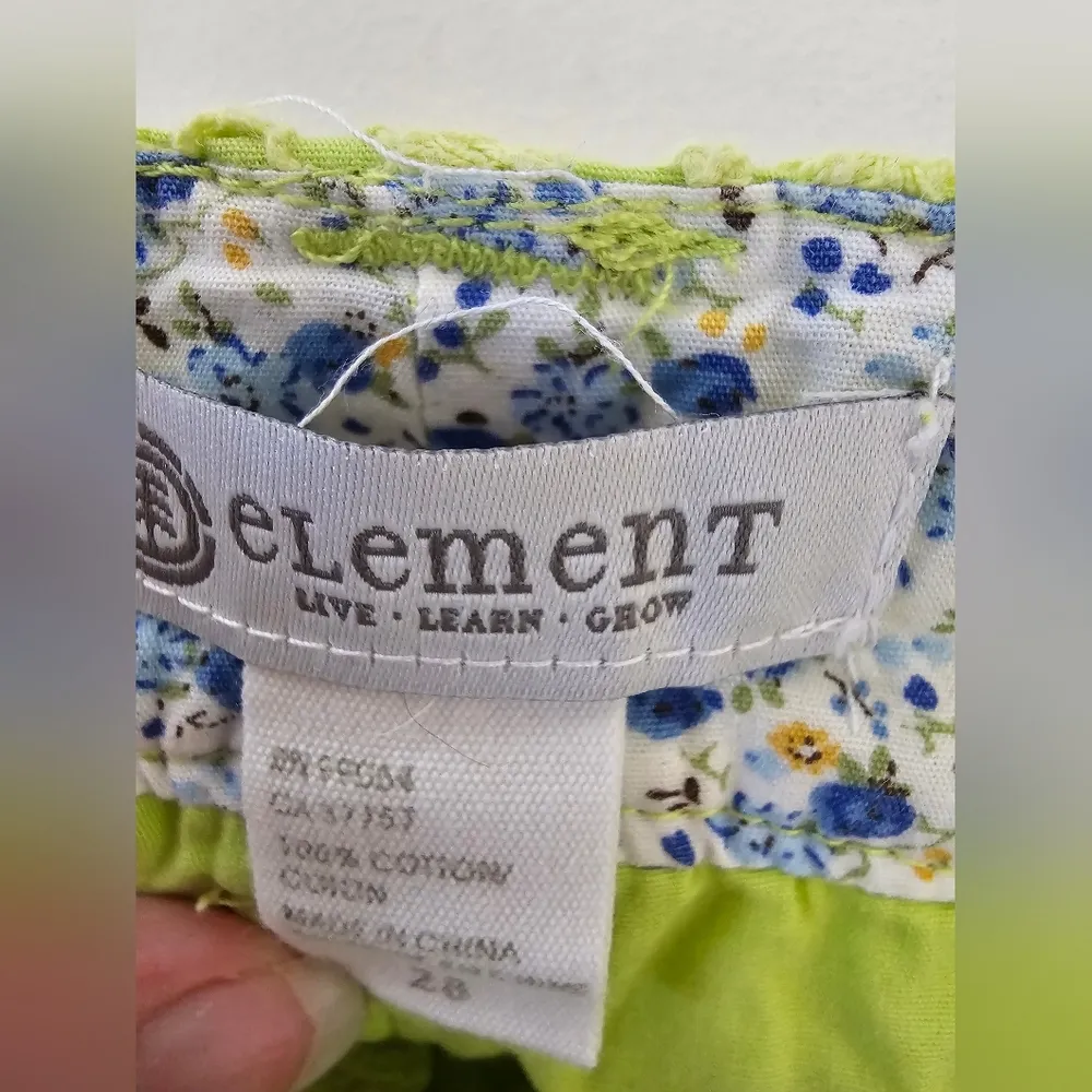 Element Lime Green Lace Crocheted Shorts Eyelet Floral Shorts sz 28 Yellow - Image 3