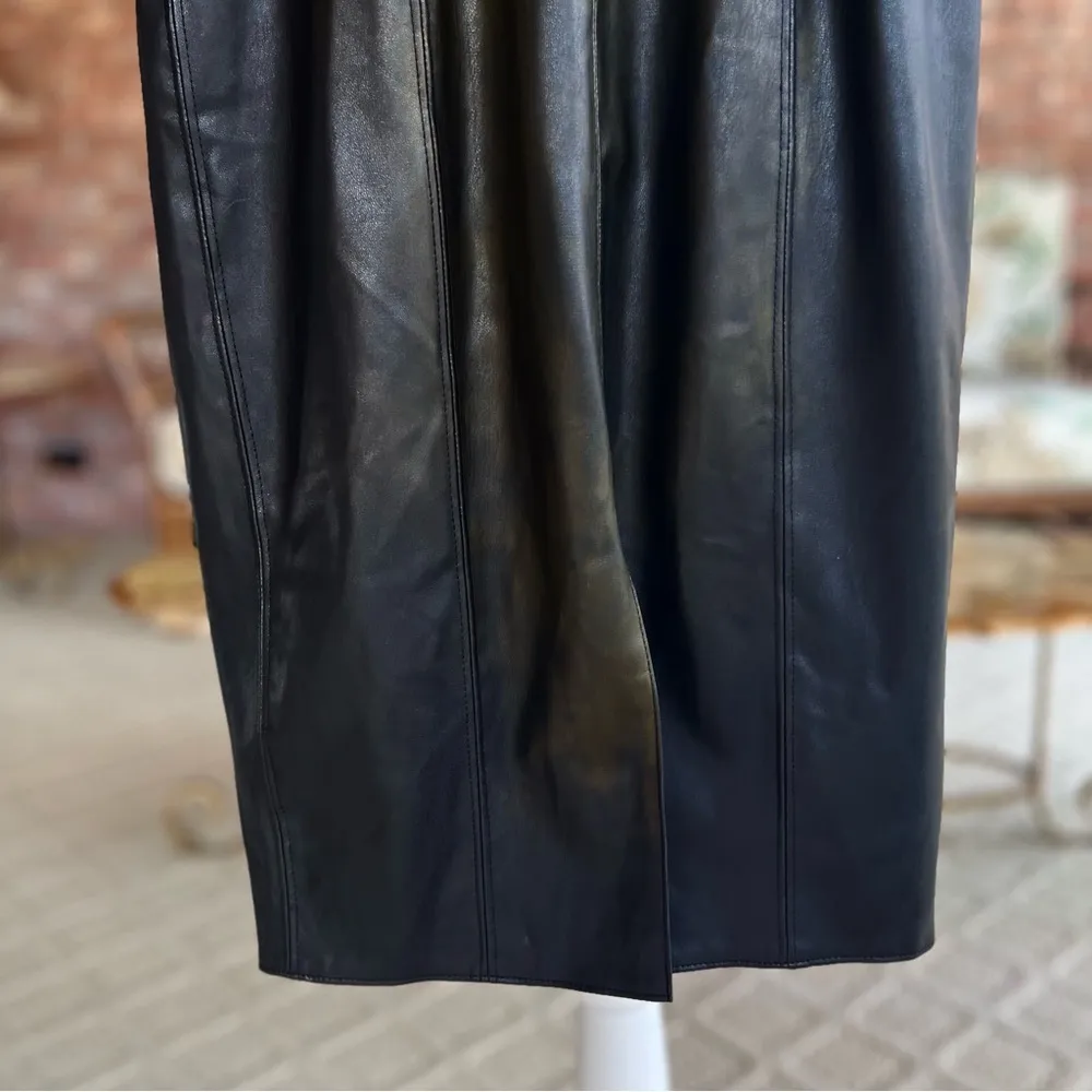 Bailey 44 Black Faux Leather Ruched Sleeve Dress 0 - Image 14