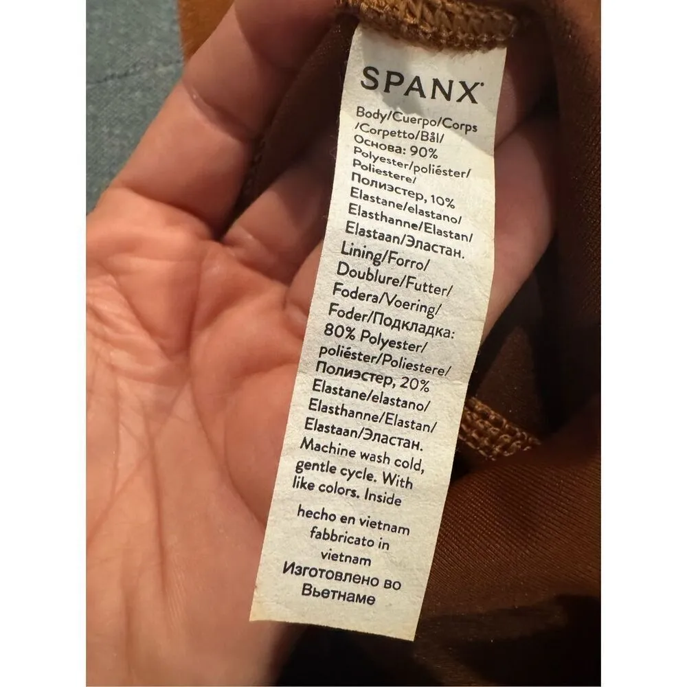 SPANX Faux Suede Leggings in Rich Caramel new without tags size small - Image 4