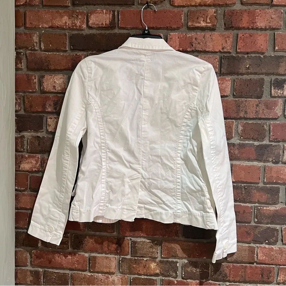 American Eagle womens denim cropped one button butterfly white medium - Image 6