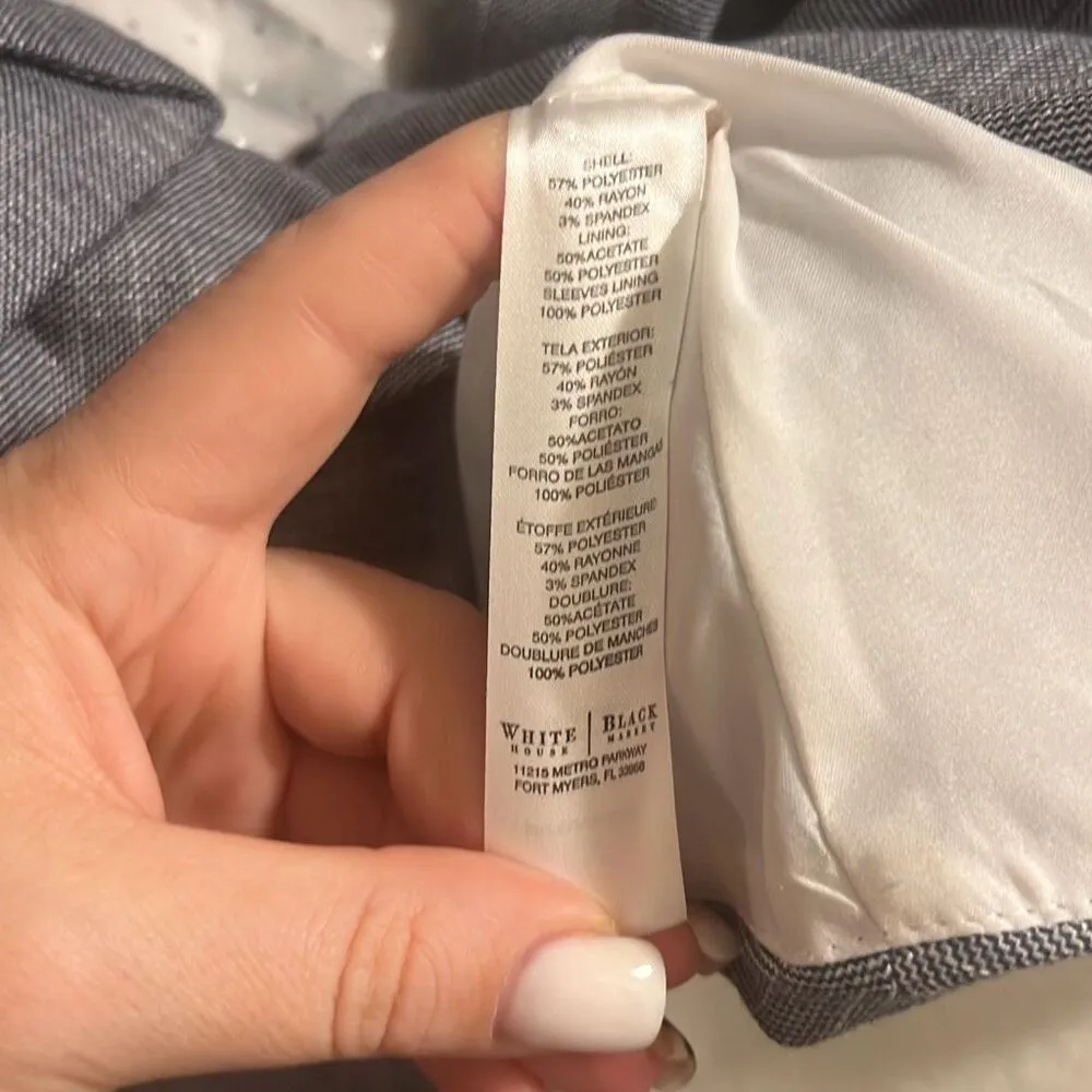 ✨White House Black Market Drape Ruffle Sz 4 Marled Blue Jacket Blazer✨ - Image 11