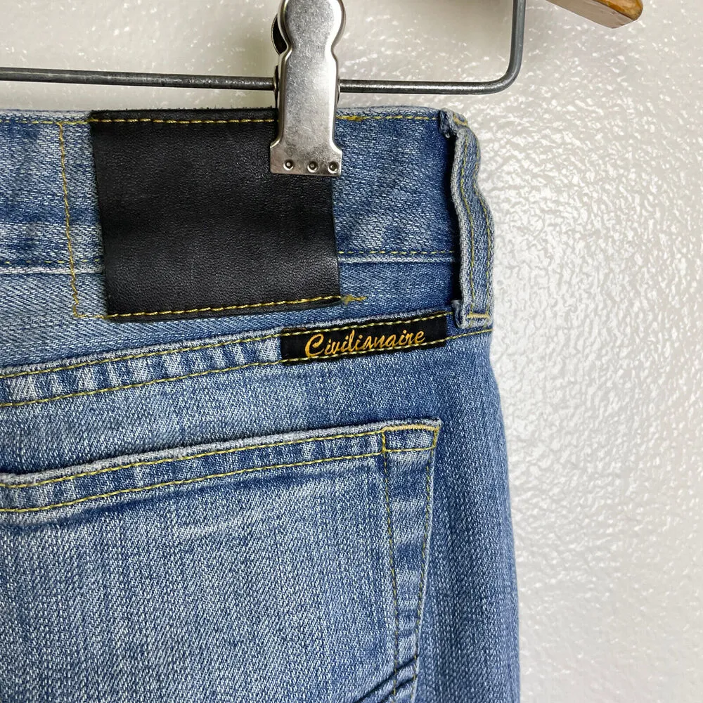 Civilianaire Japan Womens Jeans 28 Super Slim Selvedge Stretch Distressed USA Blue - Image 3