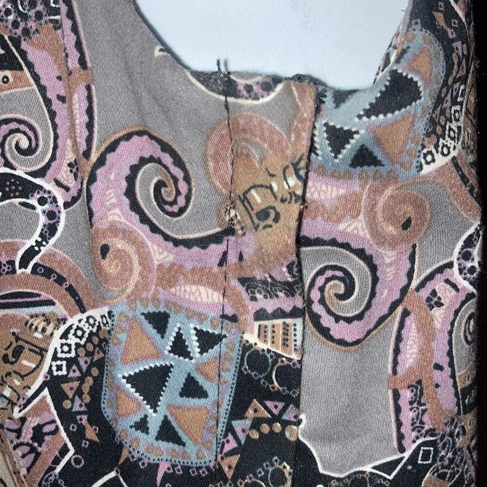 Hearts & Roses Gray, Purple, Tan & Black Elephant & Paisley Dress Size 4 - Image 9