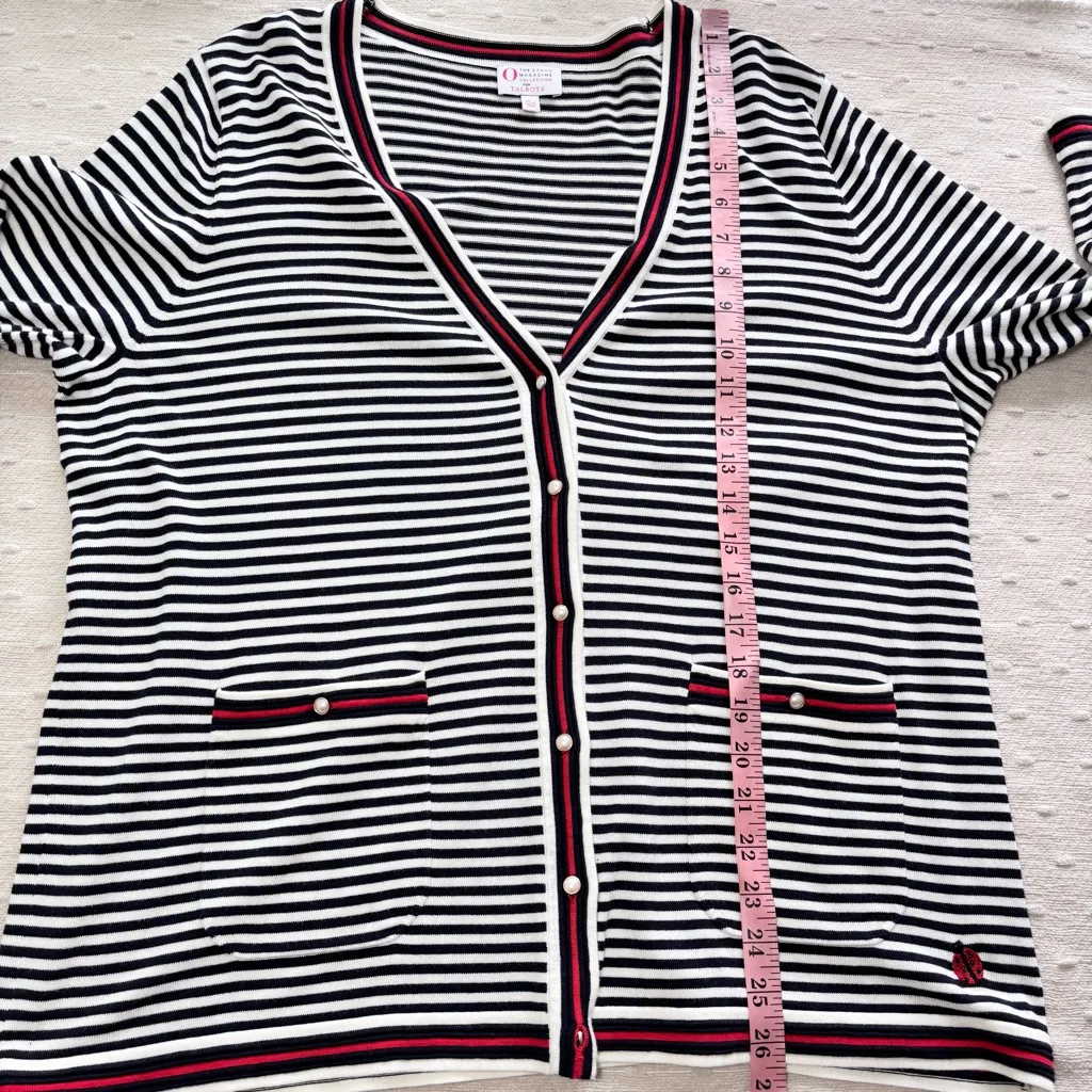 Talbots O, THE OPRAH MAGAZINE COLLECTION EMBROIDERED STRIPE CARDIGAN Size‎ XLP - Image 7