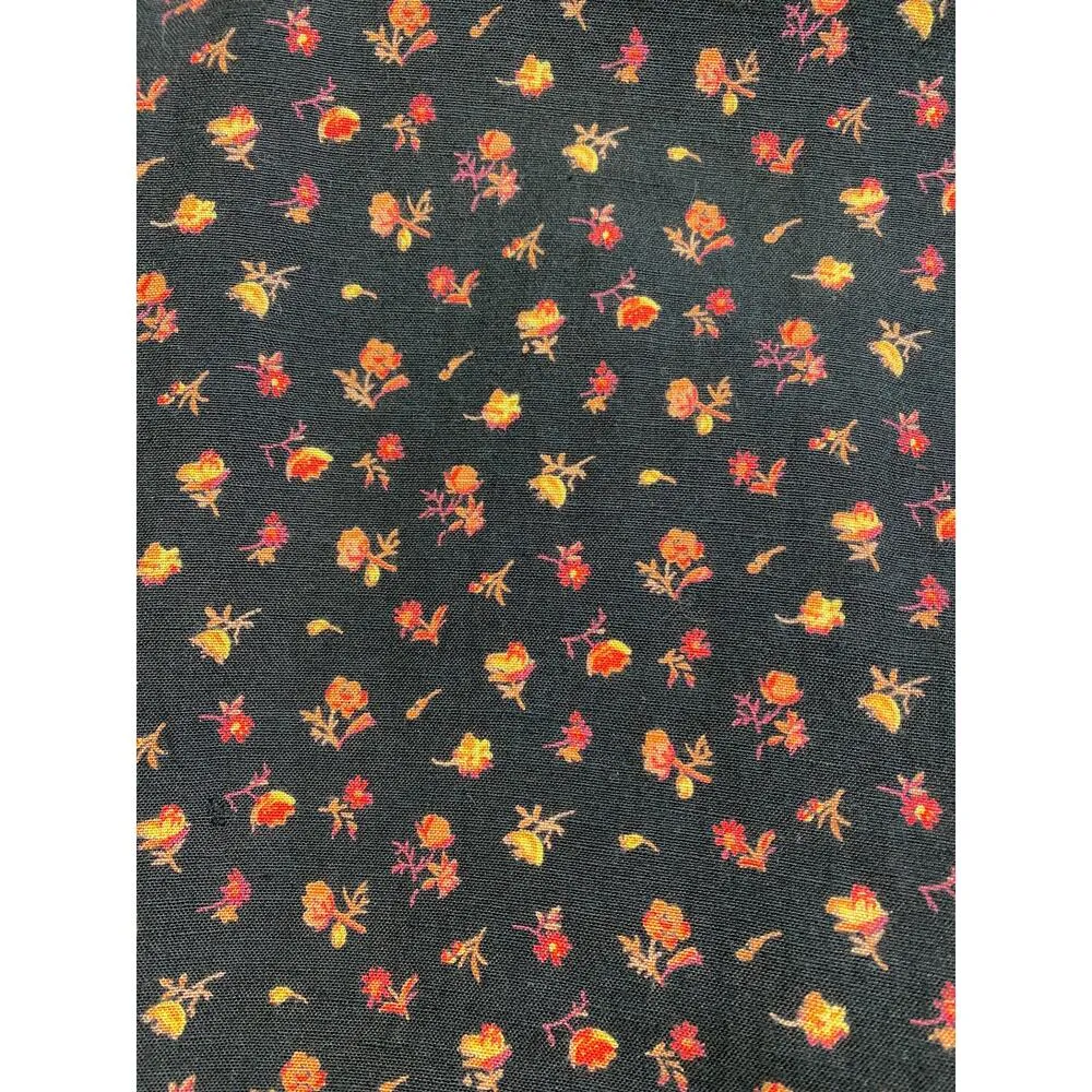 Vintage Cottagecore April Cornell Flax Blend Ditsy Floral Grunge Maxi Dress Sz M Black Size M - Image 5