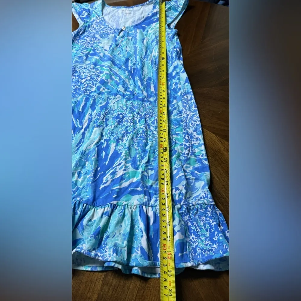 LILLY PULITZER Rejina Dress HEY HEY SOLEIL Blue Haven Size XXS Flutter Sleeve - Image 5
