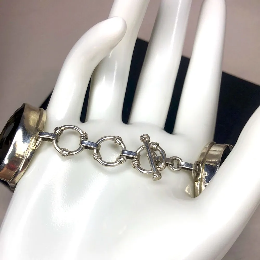 Sterling Silver Ross Simons Oval Faceted Smoky Topaz Toggle Bracelet - Image 5