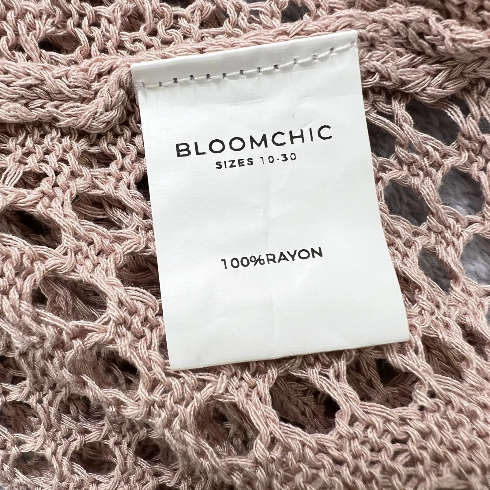 Bloomchic Crochet Knit Top‎ Cover Up Short Sleeve Open Weave Blush Pink Size 10 - Image 5