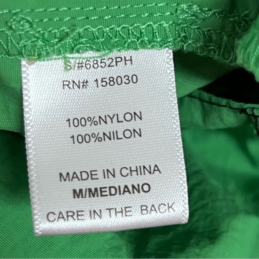 Vibrant Kelly Green nylon parachute pants Love Tree M elastic ankles utility Y2k - Image 3