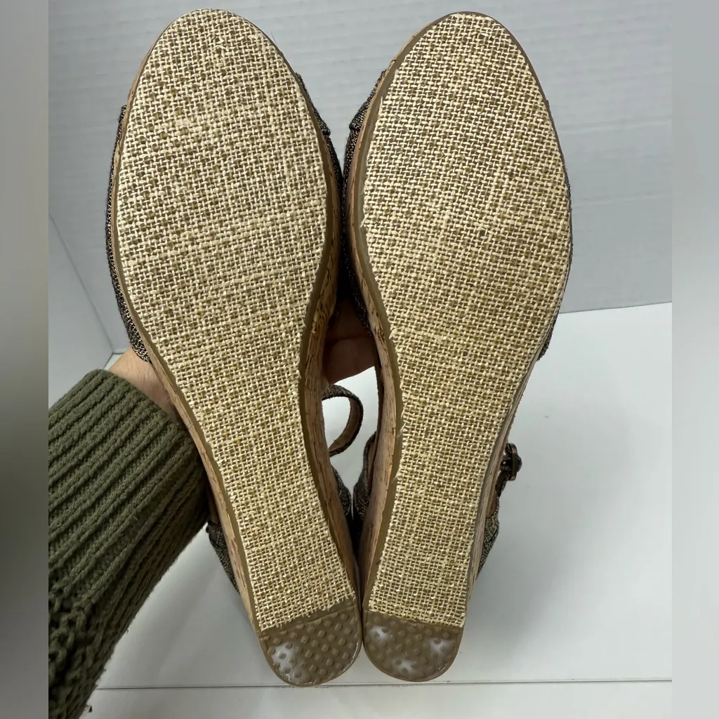 TOMS  Metallic Burlap Platform Wedge sandals size 8.5 - Image 7