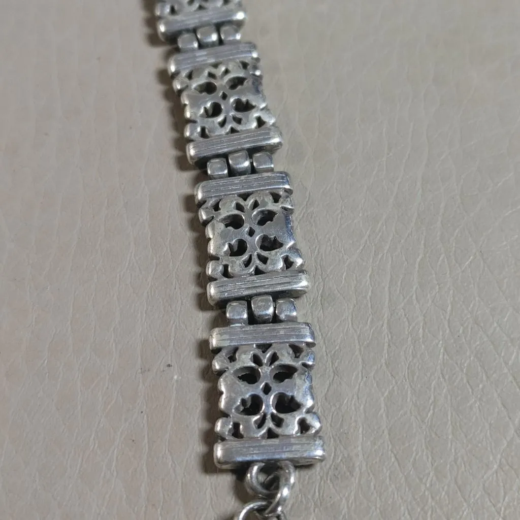 Brighton Bracelet Filigree Rectangular Link Silver Tone Heart Chain Extension - Image 10