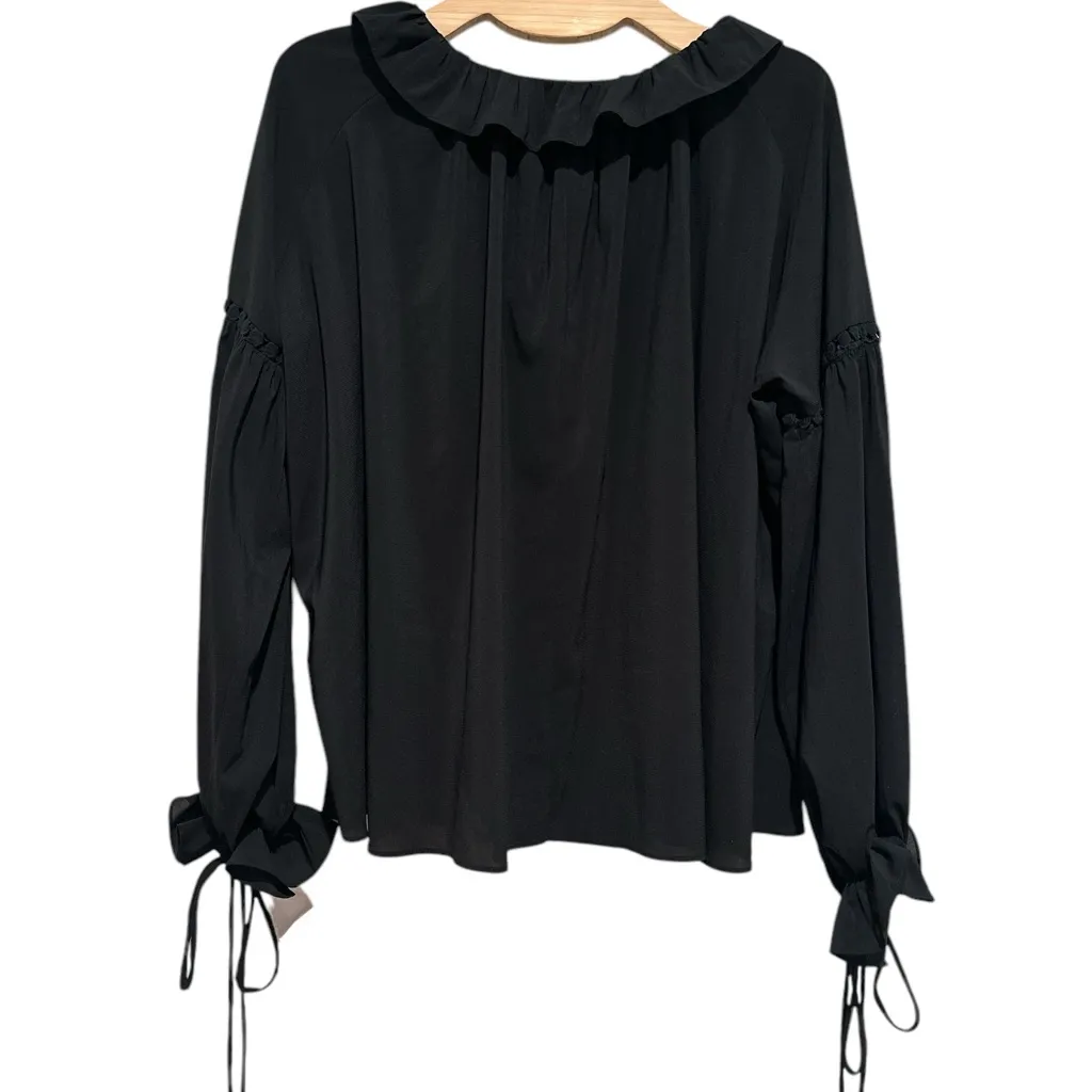 INA LONG puff SLEEVE RUFFLE NECK BOHO OVERSIZED BLOUSE L - Image 3