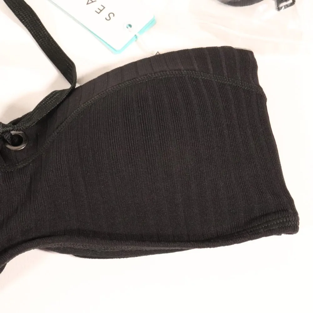 NWT Seafolly X Revolve Inka Rib Bustier Bandeau in Black - Image 5