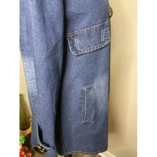 vtg tommy hilfiger Women’s Button Front Distressed Denim Blue jean Coat M EUC Size M - Image 7