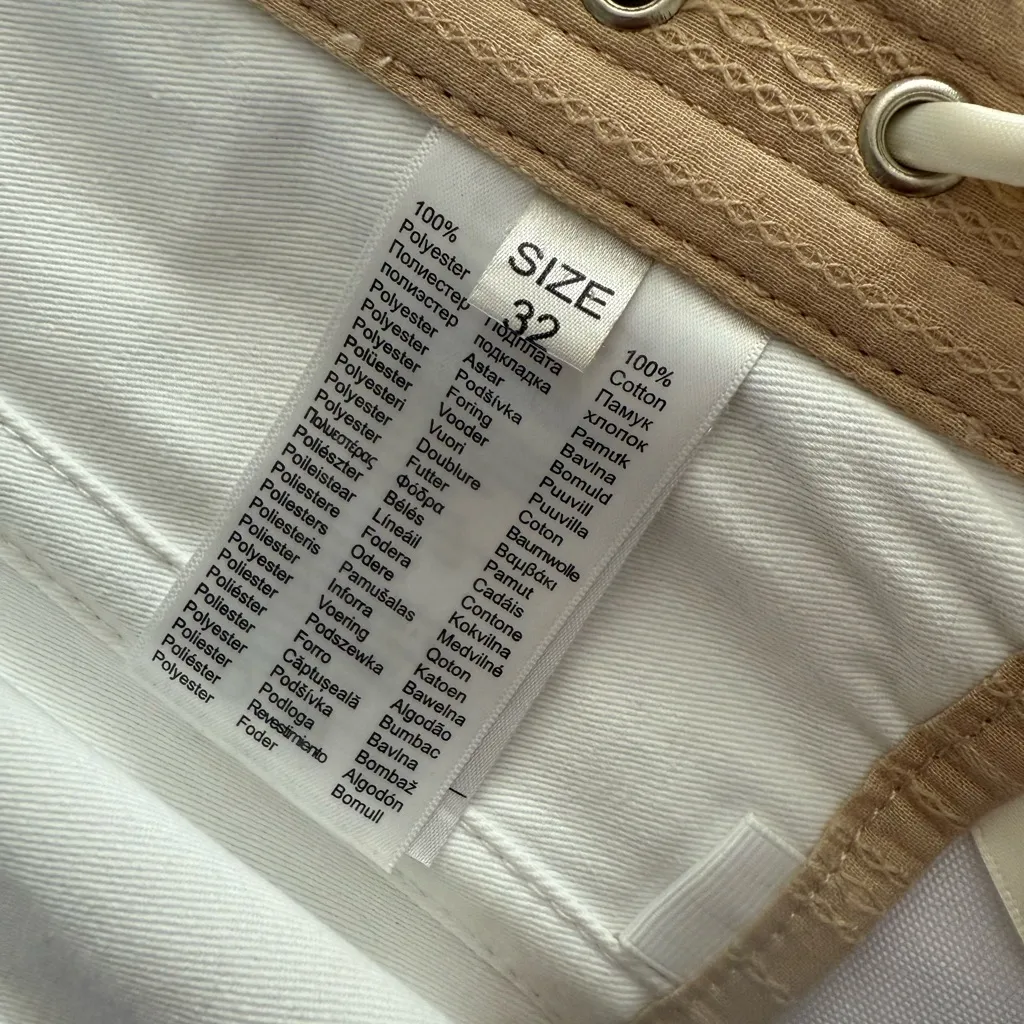 Tan & Cream Boned Corset Top Women’s Size 32 Lace Up Off Shoulder Puff Sleeves - Image 5