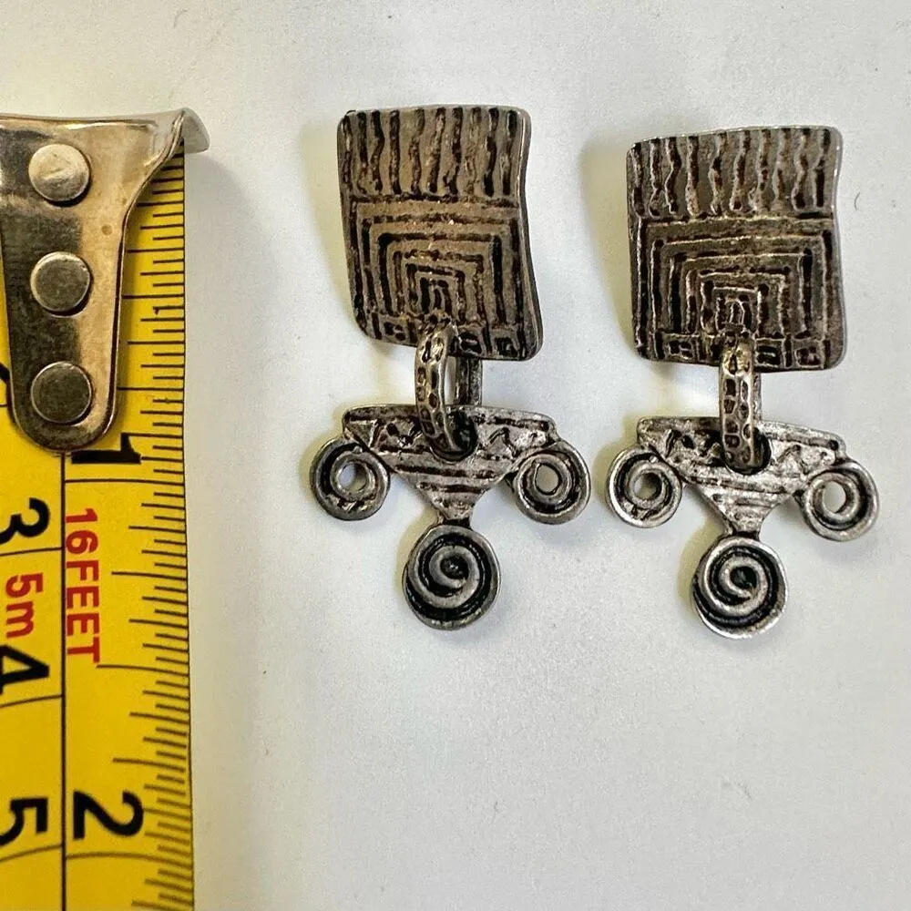 Chico’s  vintage silver tone geometric post drop earrings - Image 5