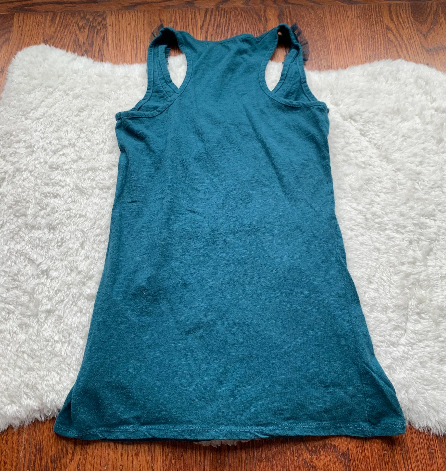 Teal Sequin Ruffle Tank Top - Image 2
