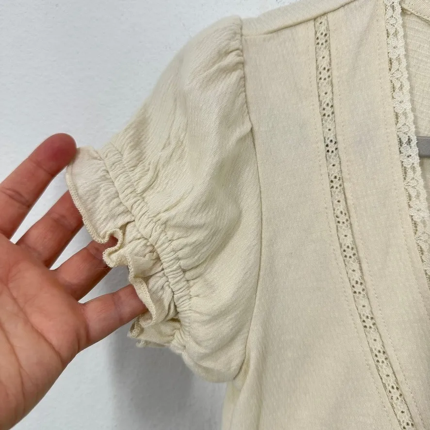 BDG Urban Outfitters Peplum Top Cream Lace V Neck Boho Prairie Festival Babydoll - Image 5