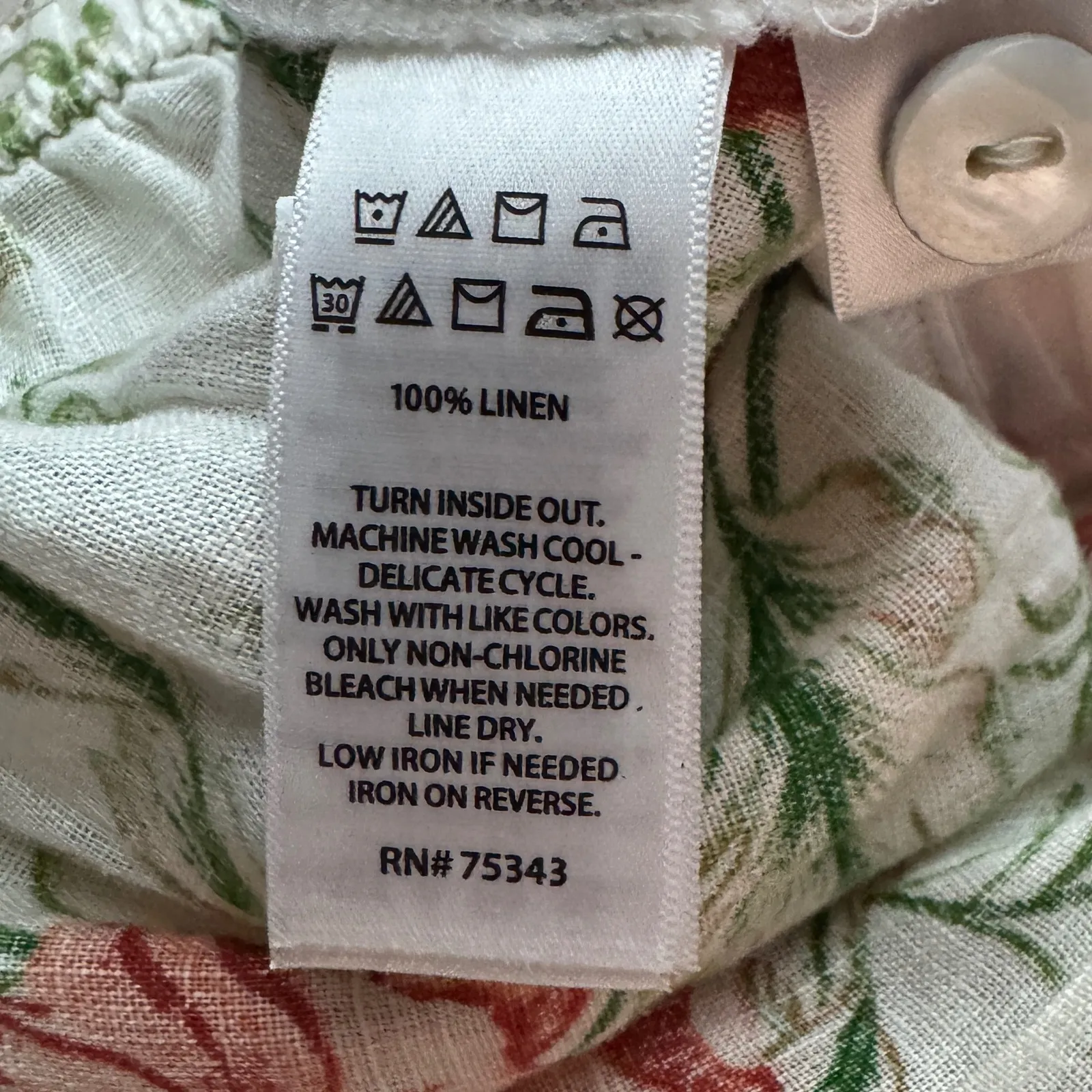 Joie Linen Skirt Womens L White Red Green Floral Midi‎ Summer Boho Chic Resort - Image 7