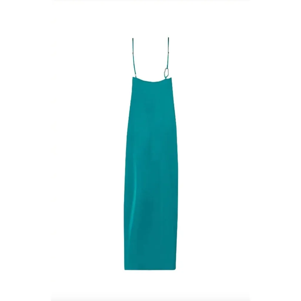 Baobab Victorine Satin Slip Dress Erizo Teal Aqua Womens Size Small Green - Image 5