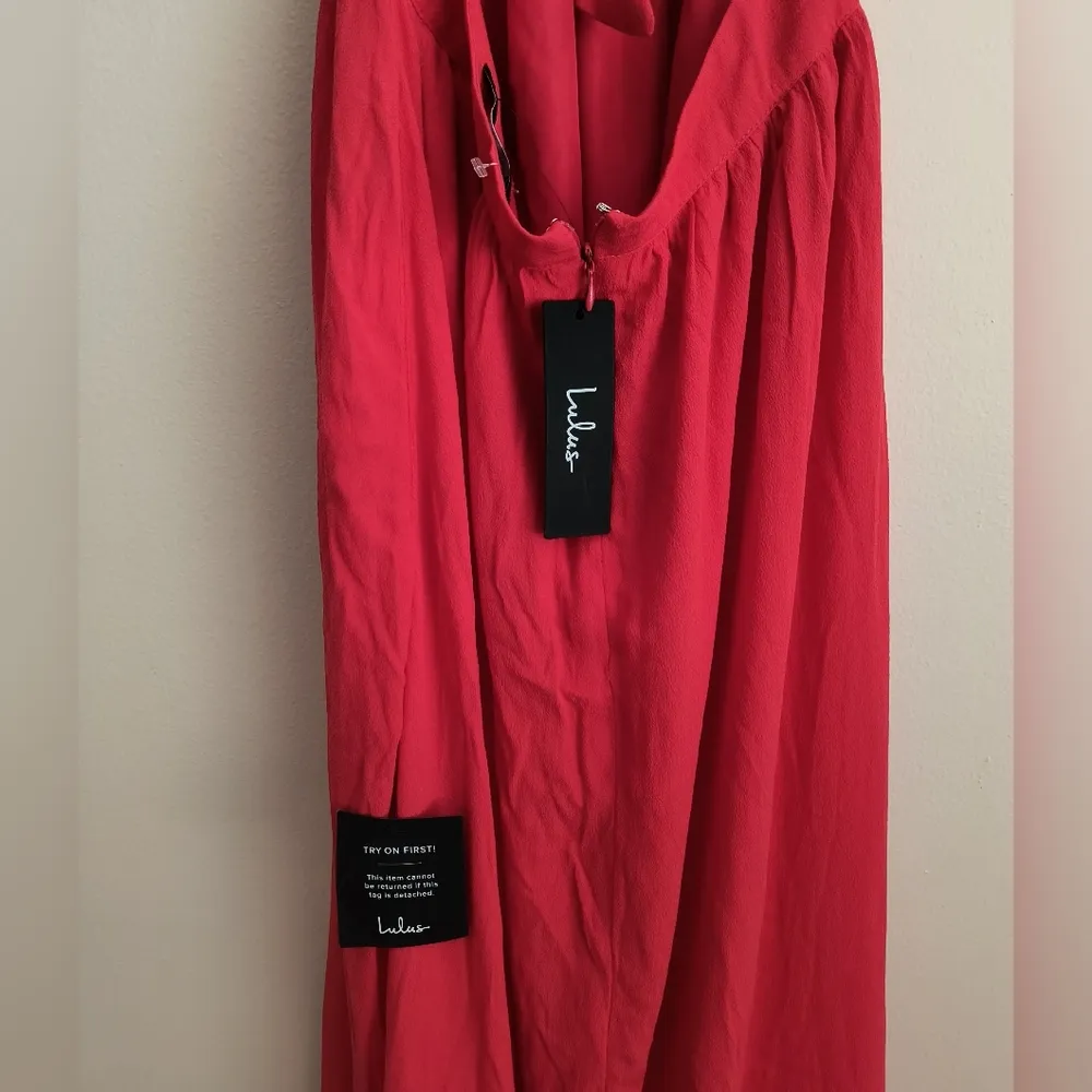 Lulu's Women Red Open Back Maxi Summer Dress Medium New - Image 4