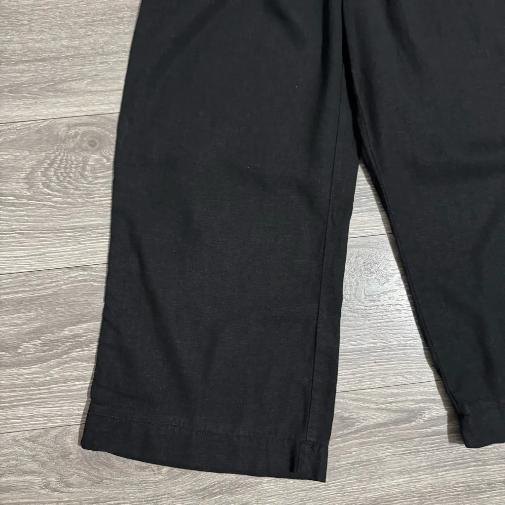 Briggs Women‎ Black Linen Blend Loose Fit Relaxed Fit Elastic Band Pants Size L - Image 3