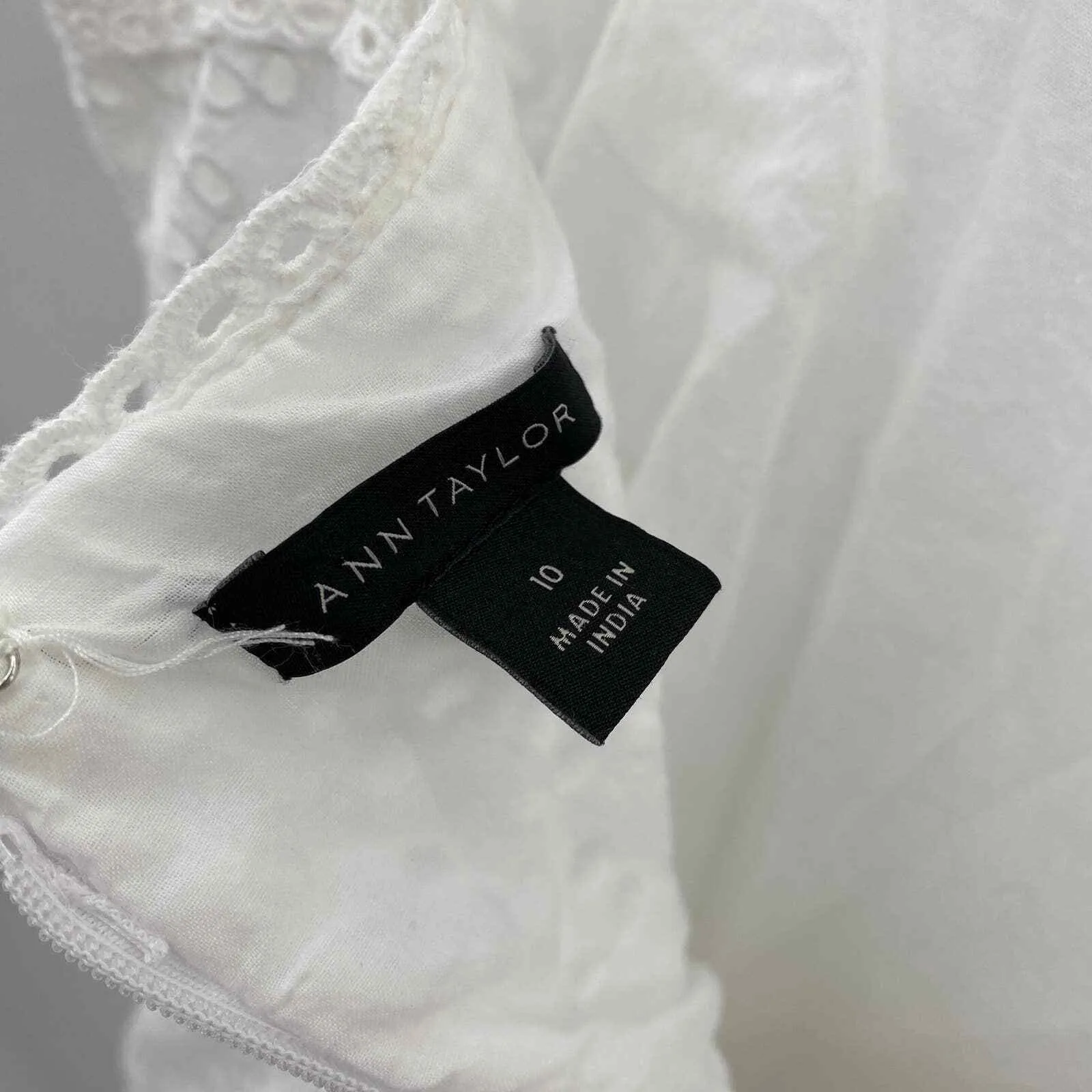 Ann Taylor‎ Cowgirl Festival Dress Womens 10 White Cotton Eyelet Lined Zip Back - Image 7