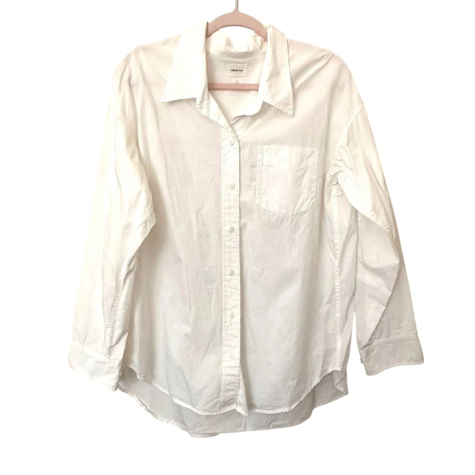ARITZIA Wilfred Free Relaxed Poplin Button Down White Small - Image 2