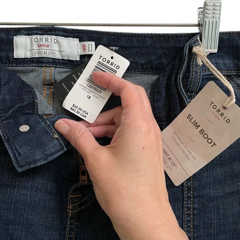 Torrid Slim Boot Cut Equinox Women’s 18 R med dark wash jeans porkchop pockets - Image 6