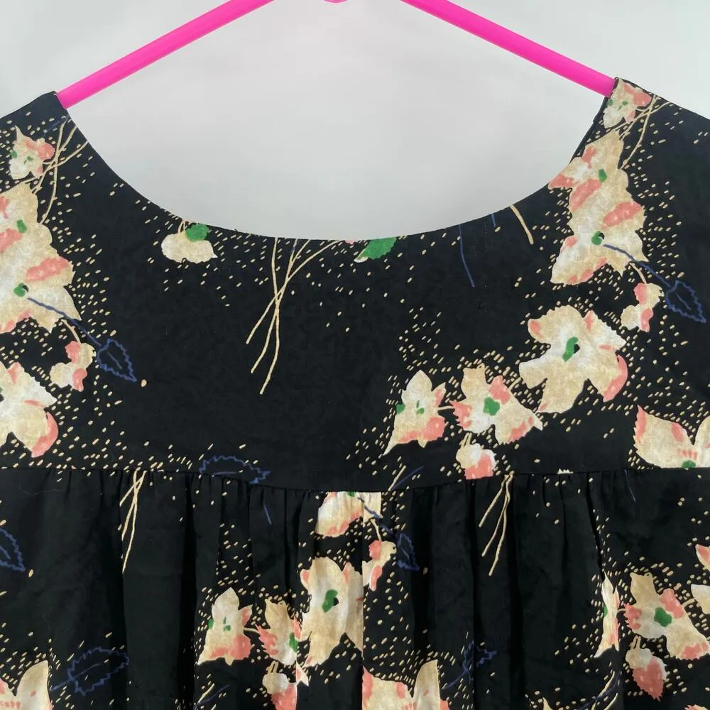 BA&SH Edon Blouse Size Large Floral Black Designer Luxury Peplum Noir Luxury - Image 6