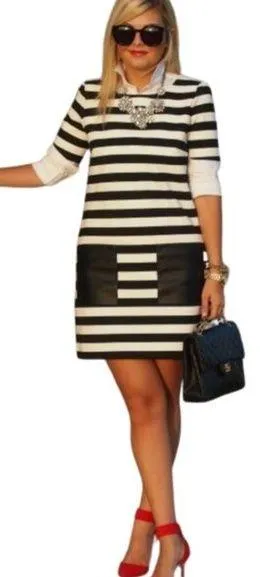 Club Monaco Haley Striped Shift Mini Dress Women's 2 Black White Classic Preppy - Image 2